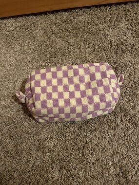 Lavender and Cream Checkered Knit Pouch (new from Urban Outfitters)FREE SHIPPING
